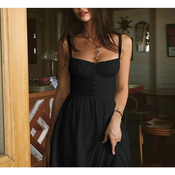 Ruffle Hem Cami Plain Midi Dress - Picture 2 of 2